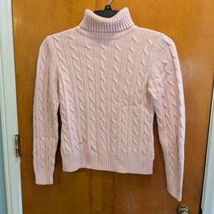 Falls Creek Pale Pink Cable-Knit Turtleneck Sweater